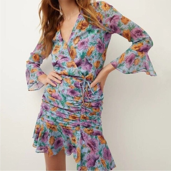 Veronica Beard Sean Floral Ruffle Silk Dress Size 4 - Picture 8 of 8